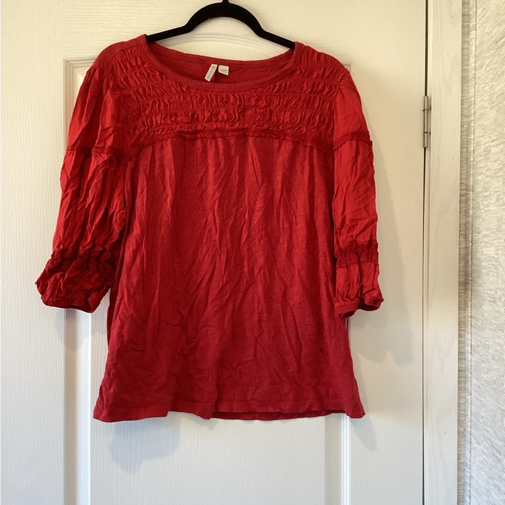 Cato Red Smocked Blouse size 18/20W EUC